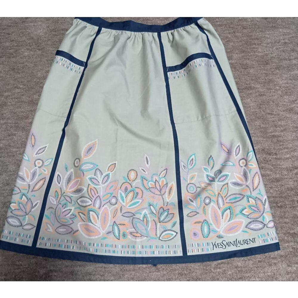 Yves Saint Laurent Tobliers Apron Gray Floral Print